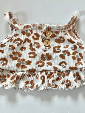 Baby Girl Cropped Tank | Size 3-6 Months Animal Print Leopard Ruffle Rachel Zoe